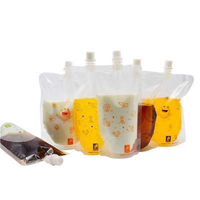 BPA Free Transparent Clear Frozen Drinking Pouch With Spout Disposable Stand Up